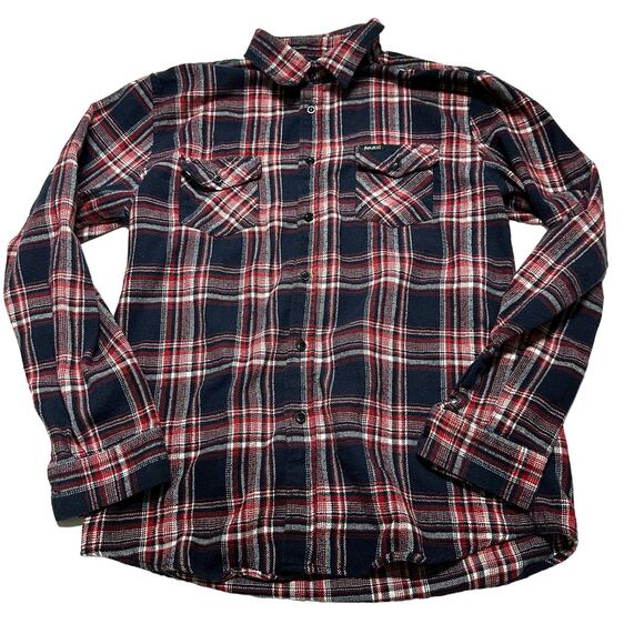 Molokai Button Up Shirt Mens Size M Red Blue White Plaid Long Sleeve PILLING - Picture 1 of 8